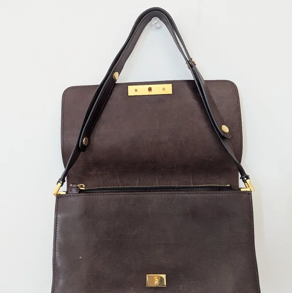 Vintage Marni Dark Brown Shoulder Bag Or Crossbody with Gold Hardware - Picture 2 of 3